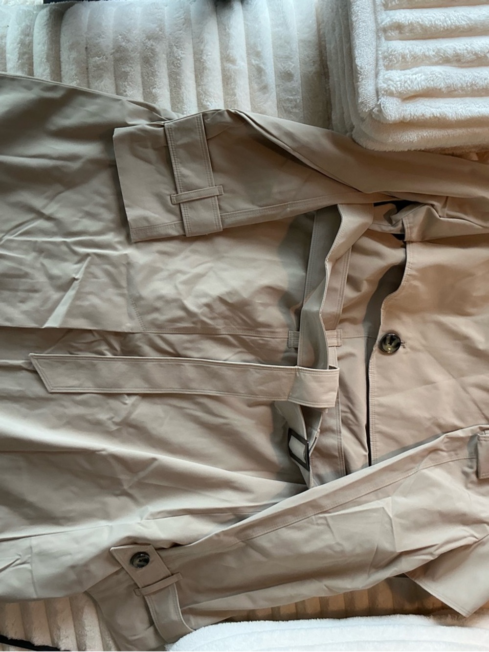 London Fog Beige Trench Coat Women’s Medium Classic Belted Jacket